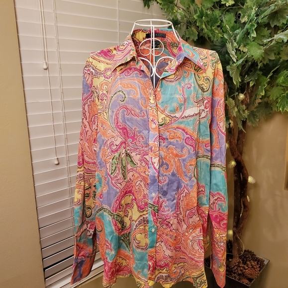 Lauren Ralph Lauren marble print top XL NWT - Picture 1 of 4